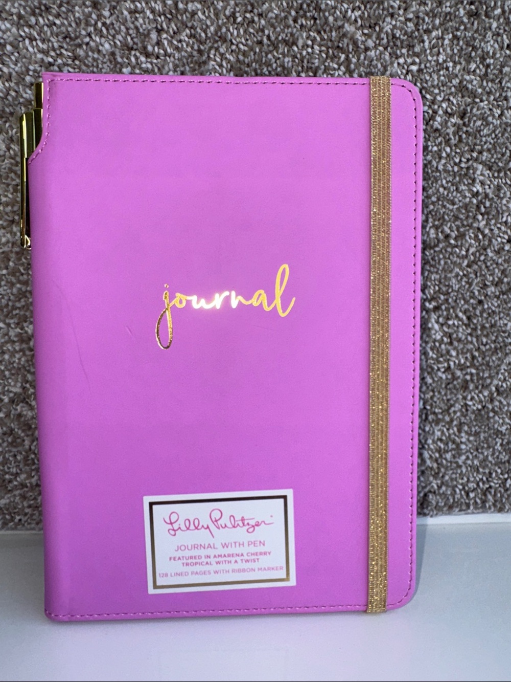 Lilly Pulitzer Hot Pink Journal Tablet Case with Gold Accents